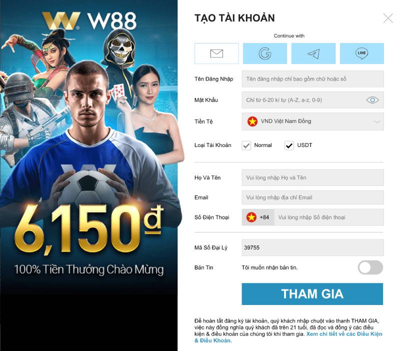 W88 – Sân Chơi Cá Cược Bóng Đá Hàng Đầu Châu Âu 4 Hướng dẫn đăng ký tài khoản W88